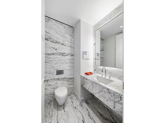 Bathroom, Interior, Marble, Marble Walls, Recessed Lighting