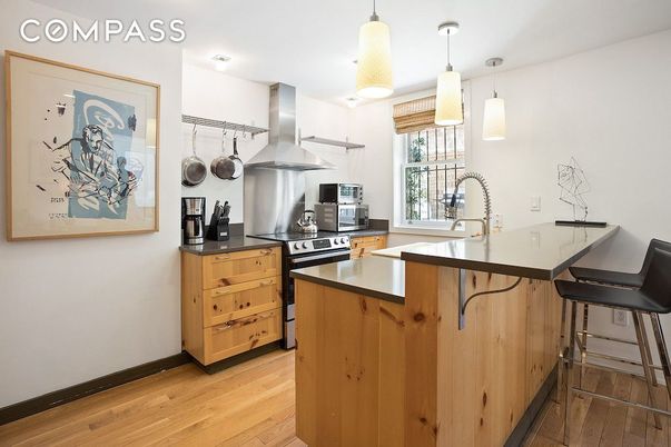 Interior, Kitchen, Pendant Lights, Stainless Steel Appliances, Wood Texture Flooring