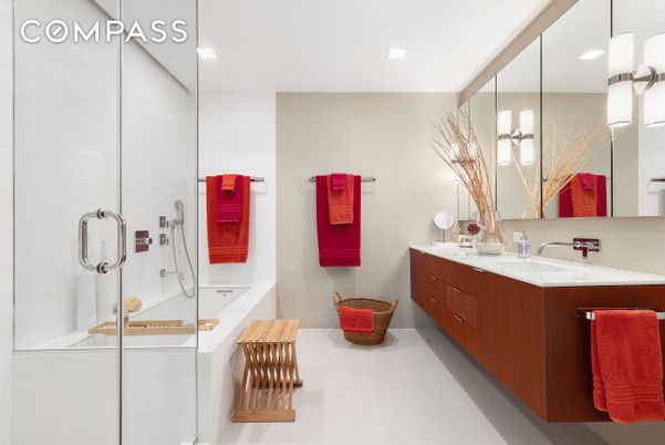 Bathroom, Dual Sink Vanities, Glass Shower, Interior, Recessed Lighting