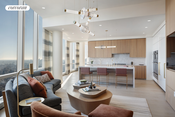 Interior, Kitchen, Living room, Pendant Lights, Recessed Lighting, Stainless Steel Appliances, Wood Texture Flooring