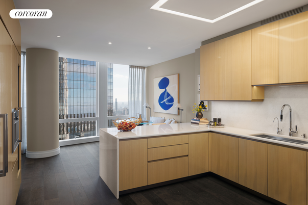 Interior, Kitchen, Recessed Lighting, Wood Texture Flooring