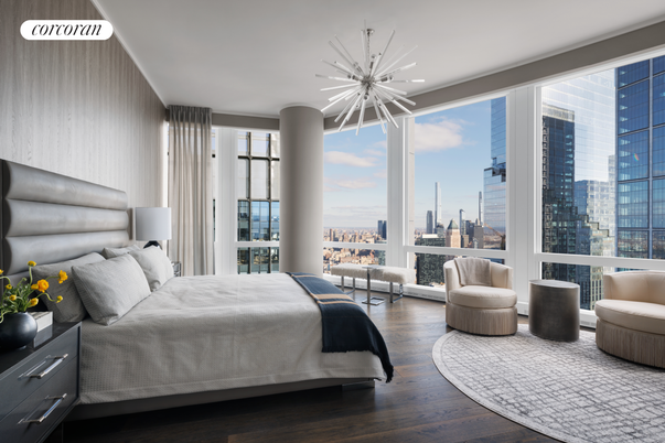 Bedroom, Interior, Pendant Lights, Wood Texture Flooring