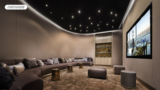 Interior, Living room, Projection Screen, Recessed Lighting, Theatre Room