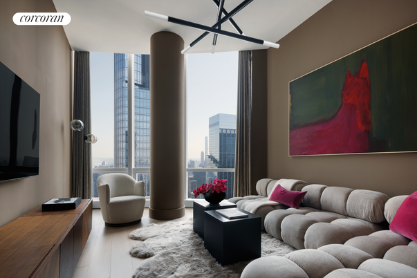Interior, Living room, Pendant Lights, Wood Texture Flooring