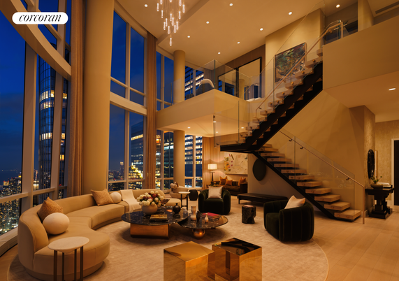Interior, Living room, Pendant Lights, Recessed Lighting, Wood Texture Flooring