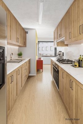 Interior, Kitchen, Marble Walls, Wood Texture Flooring
