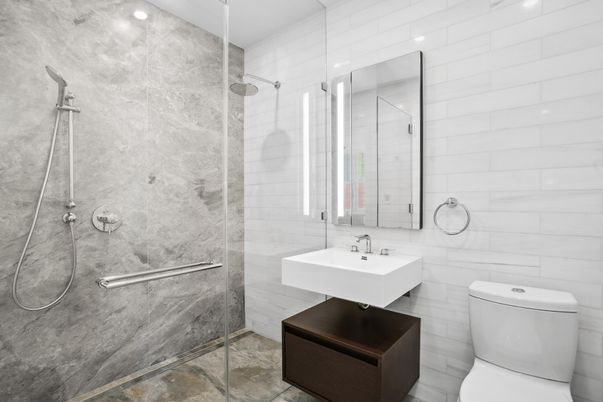 Bathroom, Glass Shower, Interior, Recessed Lighting