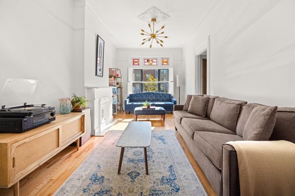 Fireplace, Interior, Living room, Pendant Lights, Wood Texture Flooring