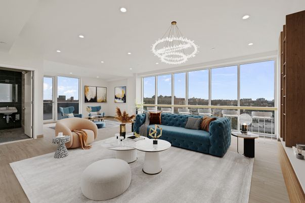 Chandelier, Interior, Living room, Recessed Lighting, Wood Texture Flooring