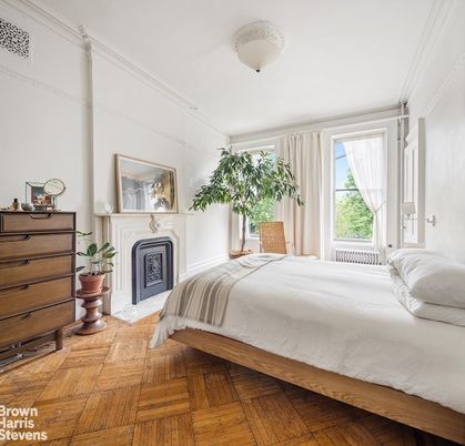 Bedroom, Fireplace, Interior, Wood Texture Flooring
