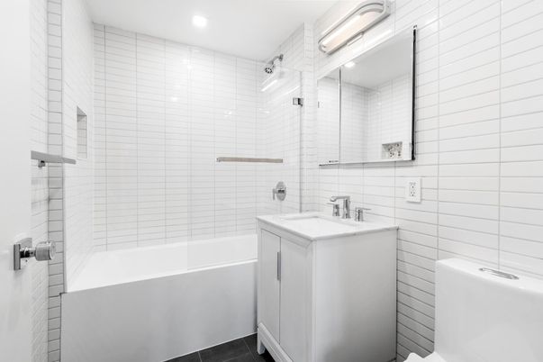 Bathroom, Glass Shower, Interior, Recessed Lighting