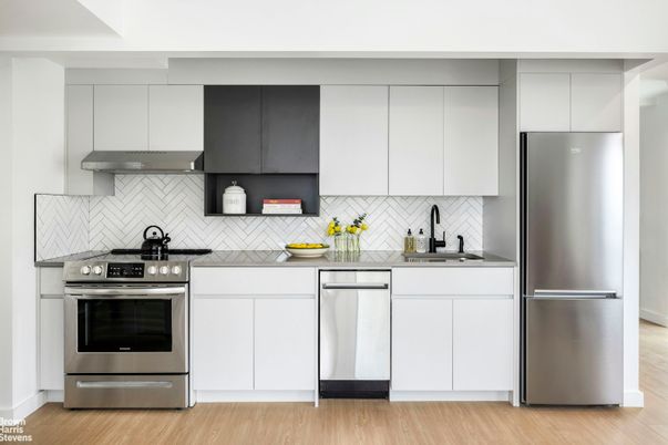 Interior, Kitchen, Stainless Steel Appliances, Wood Texture Flooring