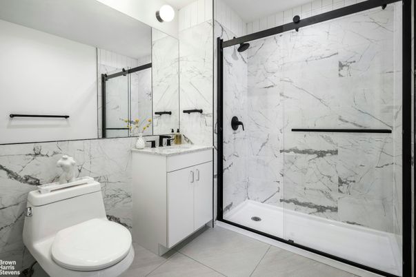 Bathroom, Glass Shower, Interior, Marble Walls