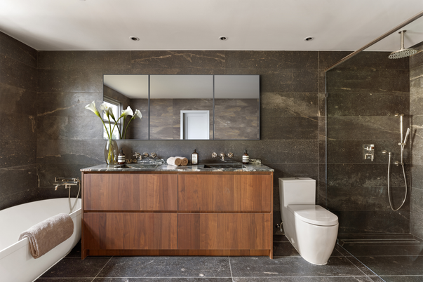 Bathroom, Glass Shower, Interior, Recessed Lighting