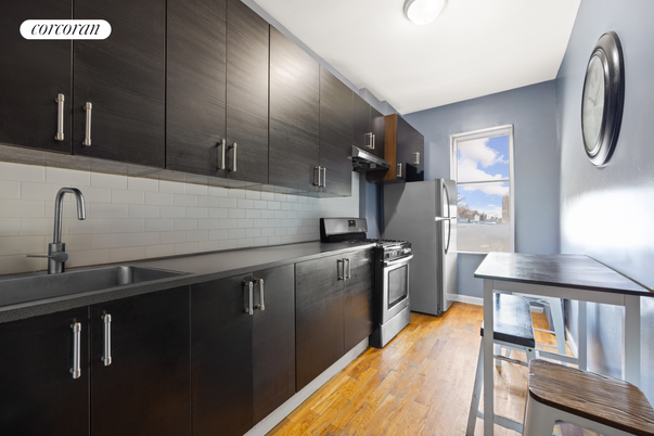 Interior, Kitchen, Stainless Steel Appliances, Wood Texture Flooring