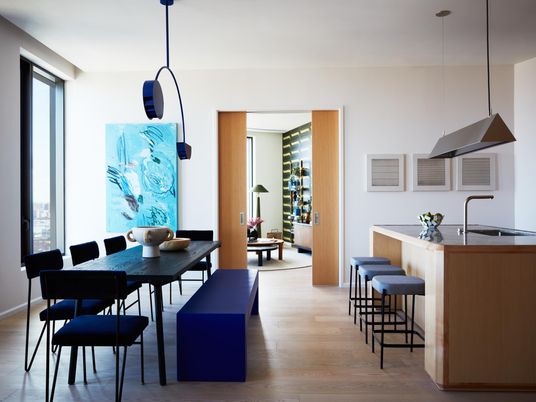 Dining room, Interior, Kitchen, Pendant Lights, Wood Texture Flooring