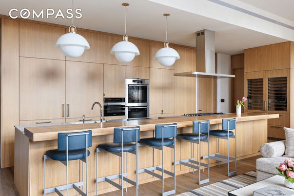Interior, Kitchen, Pendant Lights, Stainless Steel Appliances, Wood Texture Flooring