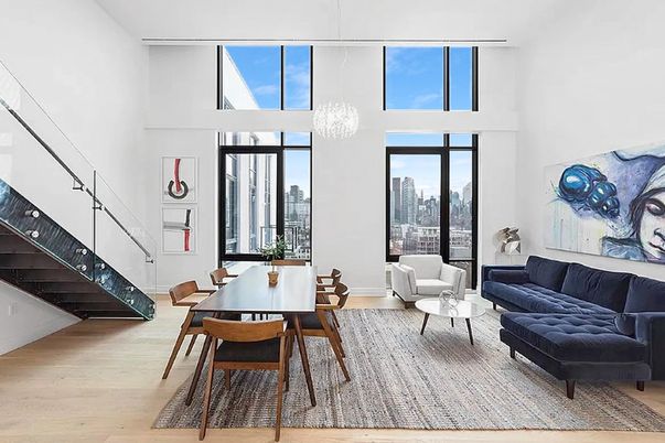 Dining room, Interior, Living room, Pendant Lights, Wood Texture Flooring