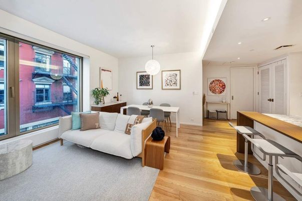 Dining room, Interior, Pendant Lights, Recessed Lighting, Wood Texture Flooring