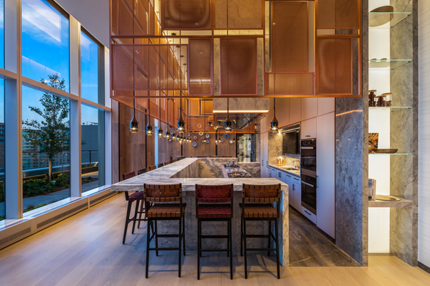 Interior, Kitchen, Pendant Lights, Wood Texture Flooring