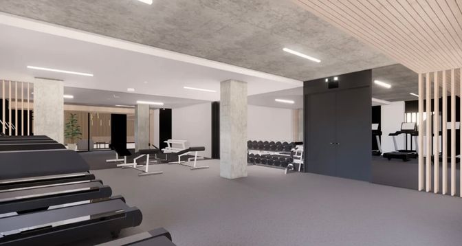 Fitness Equipment, Gym, Interior, Recessed Lighting