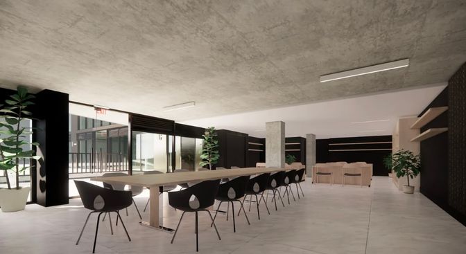 Dining room, Interior, Marble, Recessed Lighting