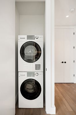 Interior, Recessed Lighting, Utility Closets, Washer, Wood Texture Flooring