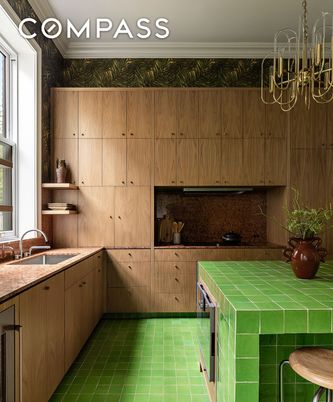 Chandelier, Interior, Kitchen, Tile Countertops