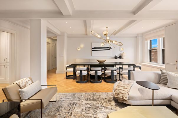Dining room, Interior, Pendant Lights, Recessed Lighting, Wood Texture Flooring