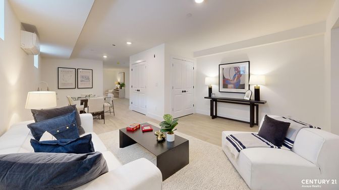 Dining room, Interior, Living room, Recessed Lighting, Wood Texture Flooring