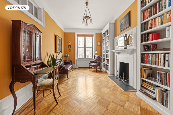 Dining room, Fireplace, Interior, Pendant Lights, Wood Texture Flooring