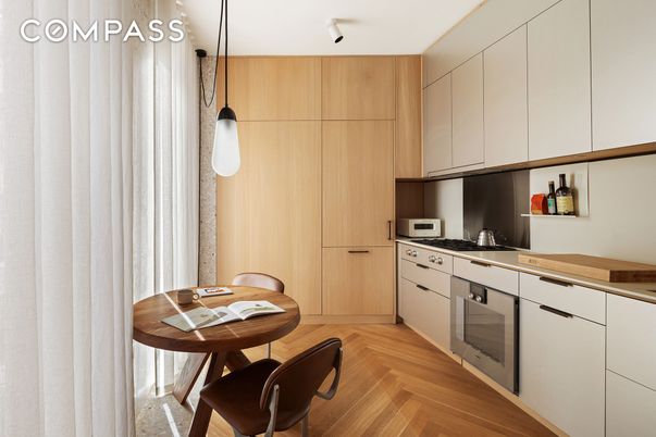 Interior, Kitchen, Pendant Lights, Wood Texture Flooring