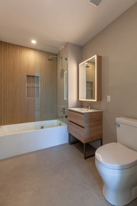 Bathroom, Dual Sink Vanities, Glass Shower, Interior, Recessed Lighting