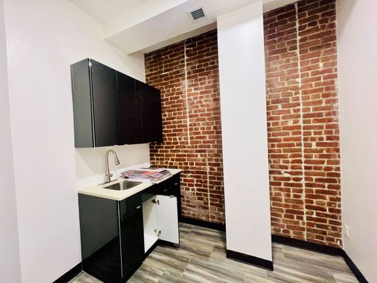 Interior, Kitchen, Stone Walls, Wood Texture Flooring