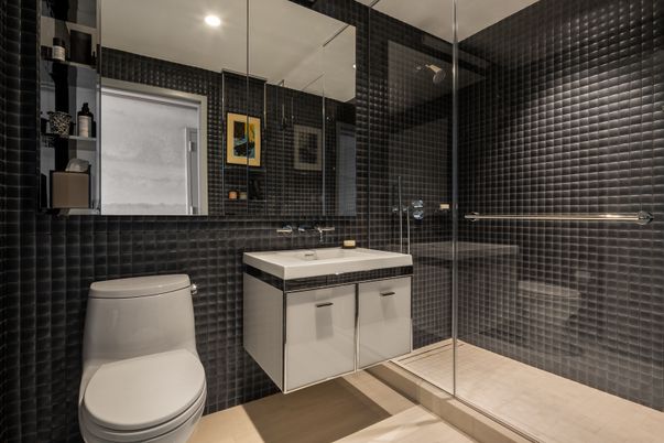 Bathroom, Glass Shower, Interior, Pendant Lights, Recessed Lighting