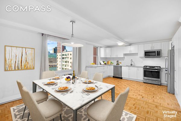 Dining room, Interior, Kitchen, Pendant Lights, Stainless Steel Appliances, Wood Texture Flooring