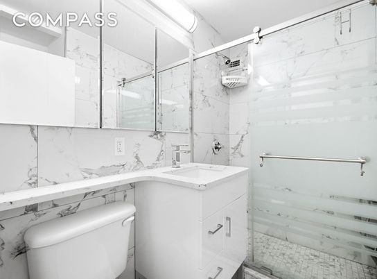 Bathroom, Glass Shower, Interior, Marble Walls