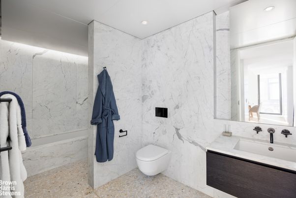 Bathroom, Interior, Marble Walls, Recessed Lighting