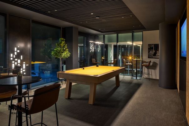 Billiard Table, Game Room, Interior, Pendant Lights, Recessed Lighting