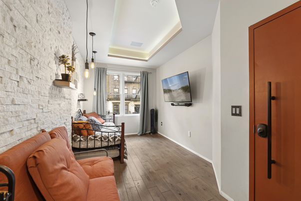 Interior, Living room, Pendant Lights, Stone Walls, Wood Texture Flooring