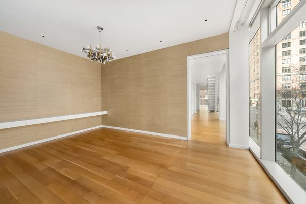 Chandelier, Empty room, Interior, Pendant Lights, Recessed Lighting, Wood Texture Flooring