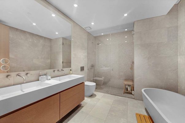 Bathroom, Dual Sink Vanities, Free Standing Baths, Glass Shower, Interior, Recessed Lighting