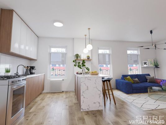 Interior, Kitchen, Pendant Lights, Stainless Steel Appliances, Wood Texture Flooring