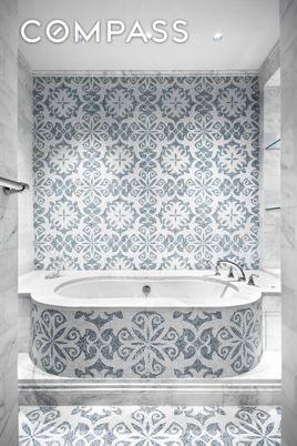 Bathroom, Interior, Marble Walls, Recessed Lighting