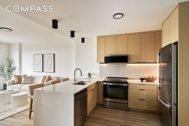 Interior, Kitchen, Stainless Steel Appliances, Wood Texture Flooring