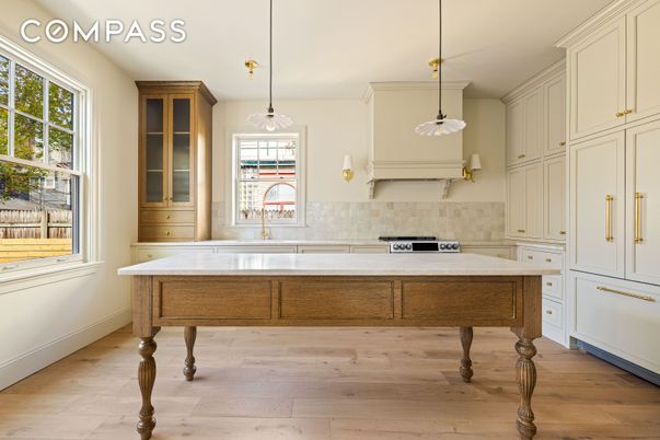 Interior, Kitchen, Pendant Lights, Wood Texture Flooring