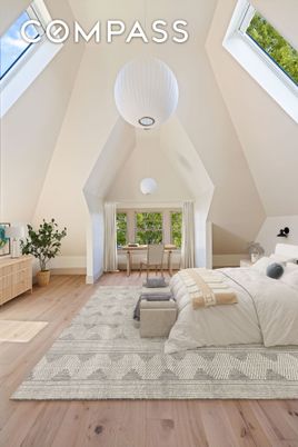 Bedroom, Interior, Pendant Lights, Wood Texture Flooring