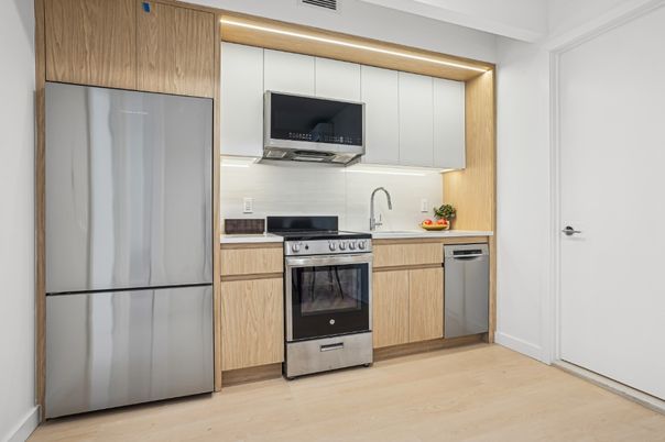 Interior, Kitchen, Stainless Steel Appliances, Wood Texture Flooring
