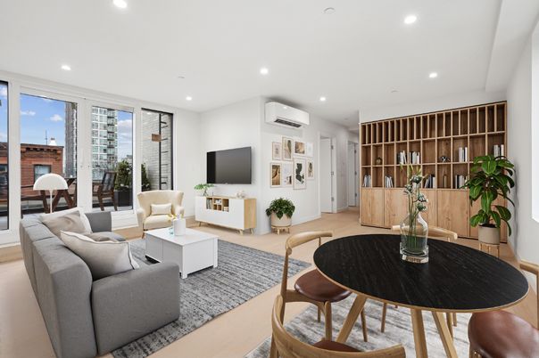 Interior, Living room, Recessed Lighting, Wood Texture Flooring