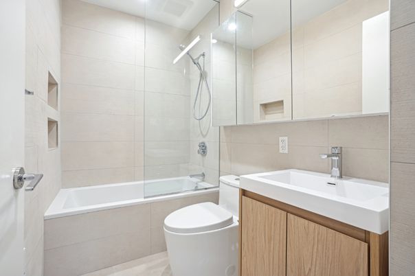 Bathroom, Glass Shower, Interior, Recessed Lighting